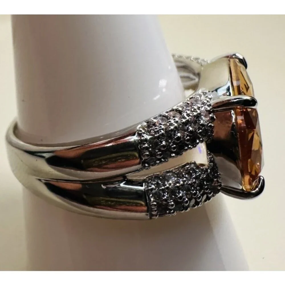 NIB Bomb Party The Fine Details RG98310 Smokey Topaz CZ Ring Size 11 NWT